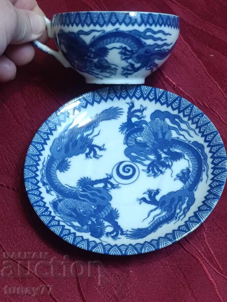 Japanese vintage cup with saucer in cobalt blue dragon with price 22.00 BGN | € 11.25
