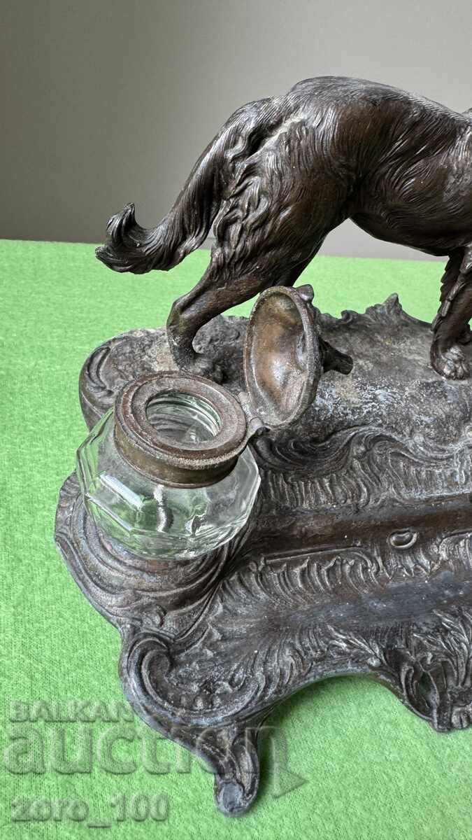 Παράδοση Αντίκα Γαλλικό μελανοδοχείο, τσαμ Παράδοση Αντίκα Γαλλικό μελανοδοχείο, τσαμ