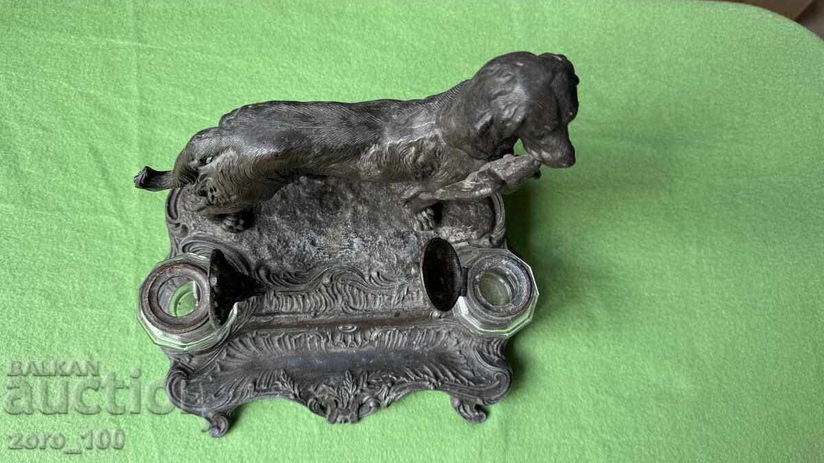 Αντίκα Γαλλικό μελανοδοχείο, τσαμ - 5 Αντίκα Γαλλικό μελανοδοχείο, τσαμ - 5