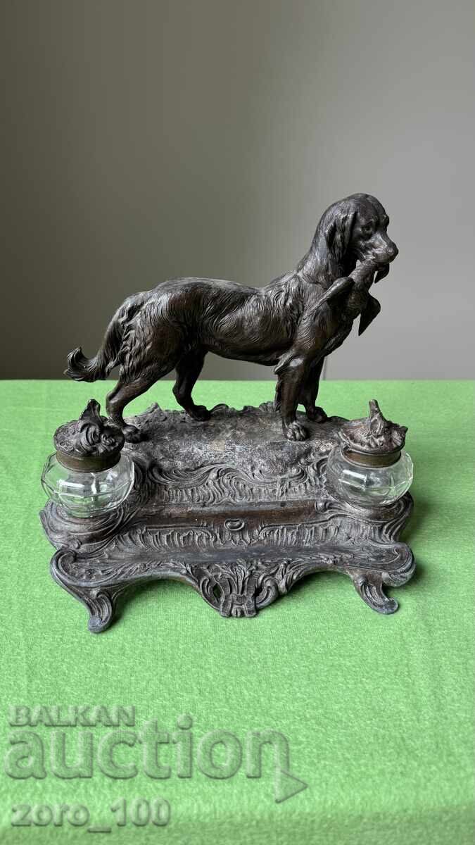 Αντίκα Γαλλικό μελανοδοχείο, τσαμ Αντίκα Γαλλικό μελανοδοχείο, τσαμ