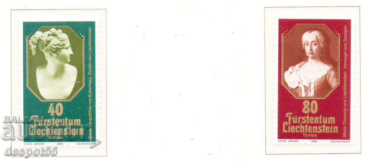 1980. Liechtenstein. EUROPA - Personalități cunoscute 1980. Liechtenstein. EUROPA - Personalități cunoscute