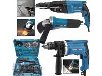 3-in-1 Hammer Drill, Angle Grinder 125mm and Drill 1400W