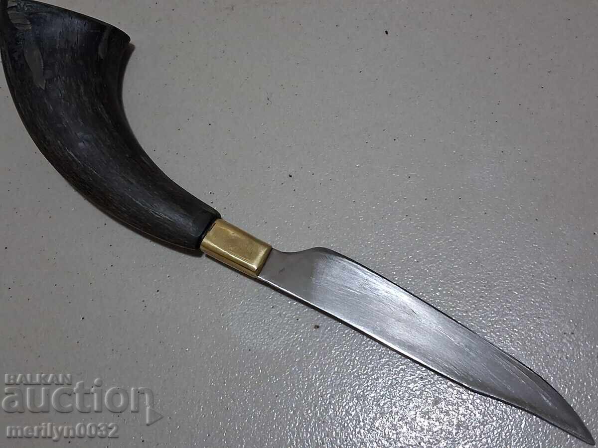 Auction  Old knife with buffalo horn handle, without a sheath, blade