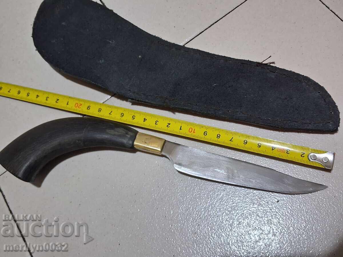 Old knife with buffalo horn handle, without a sheath, blade - 5