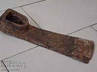 Old forged turnhoe, wrought iron, hoe, blade, axe