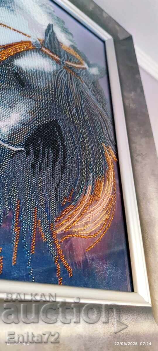 Delivery of Gobelin with sewn beads "The Proud One" Delivery of Gobelin with sewn beads "The Proud One"