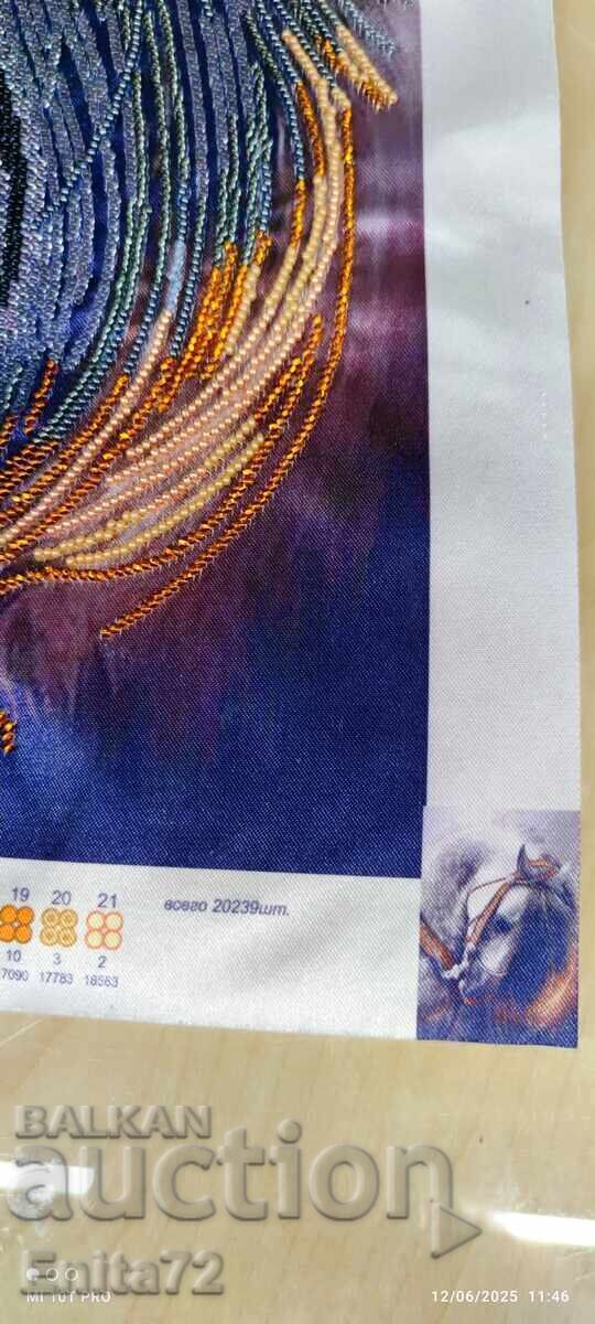 Gobelin with sewn beads "The Proud One" - 5 Gobelin with sewn beads "The Proud One" - 5