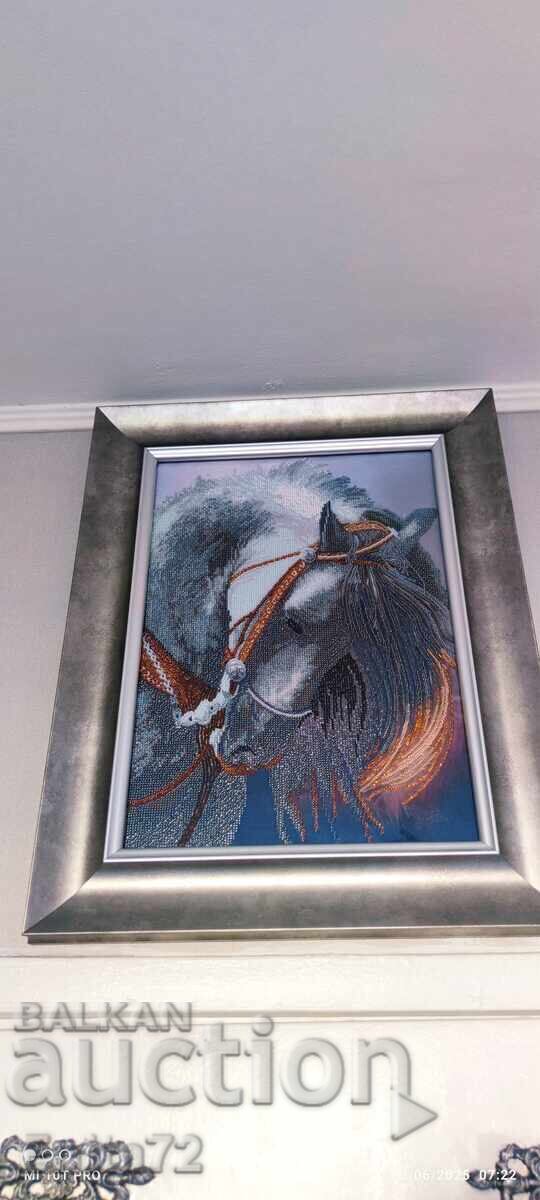 Gobelin with sewn beads "The Proud One" Gobelin with sewn beads "The Proud One"