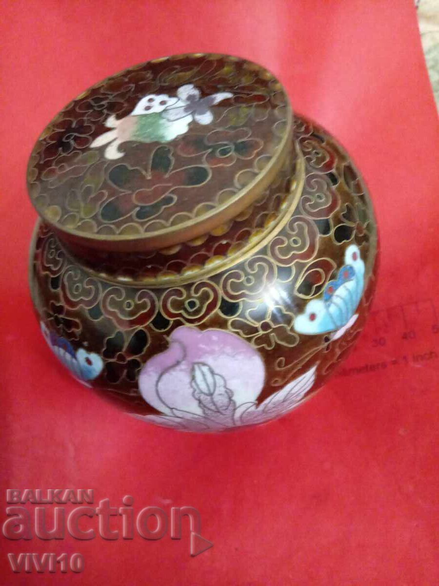 Antique jewelry box, cloisonné