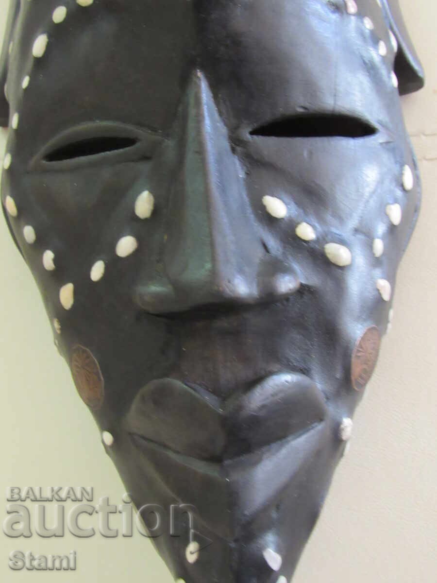 Африканска маска с медни инкрустации-голяма - 6