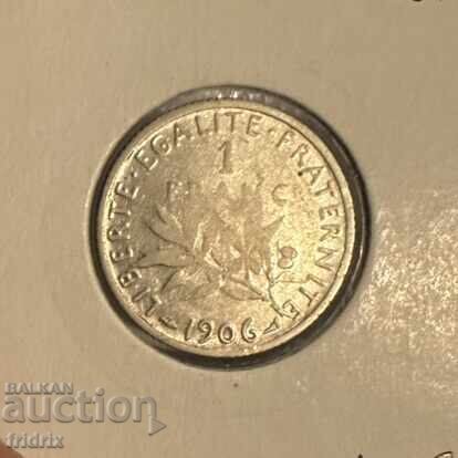 Франция 1 франк сребро / France 1 franc 1906 silver Ж