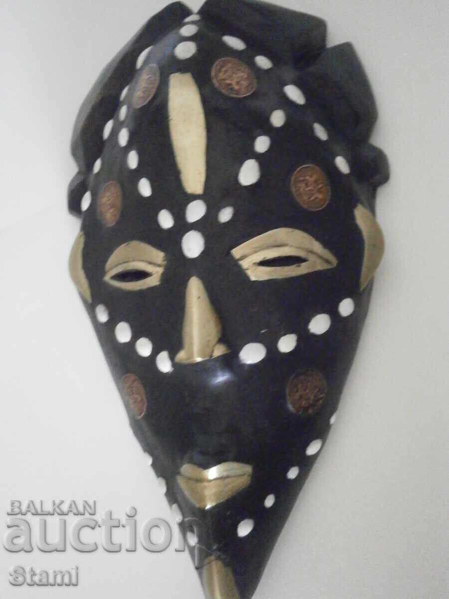 African mask with copper inlays - large - 6