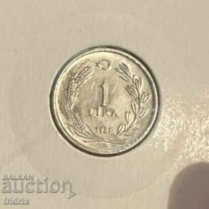Turcia 1 liră / Turkey 1 lira 1981 1YT