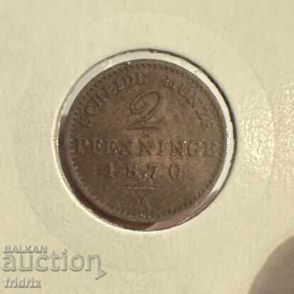 Γερμανία Πρωσία 2 πφένιγκ / Germany Prussia 2 pfennig 1870 A