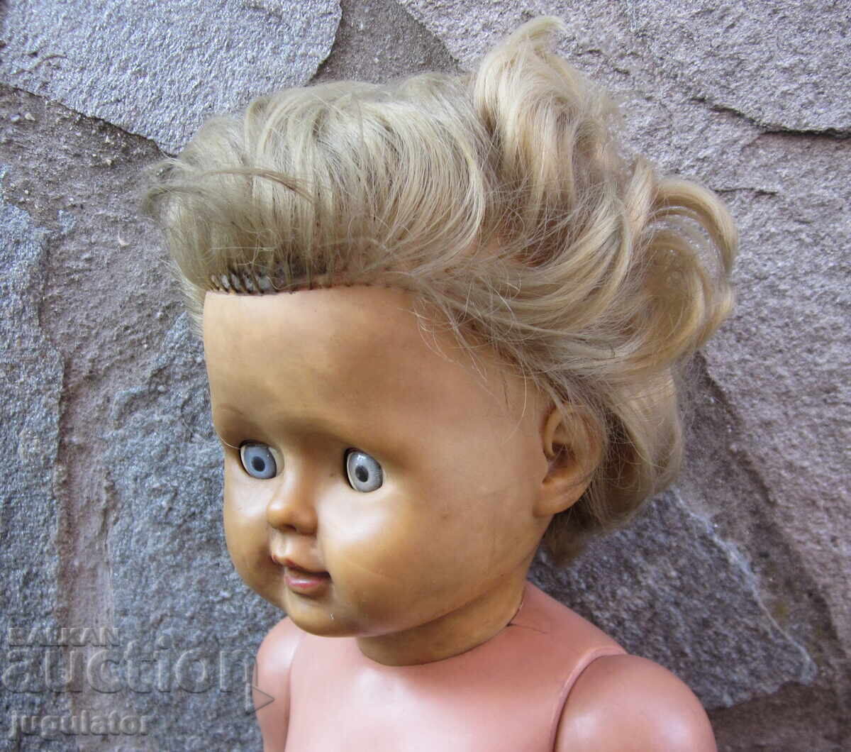 Παλιά Γερμανική κούκλα παιχνίδι με γυάλινα μάτια, μαρκαρισμένη - 5