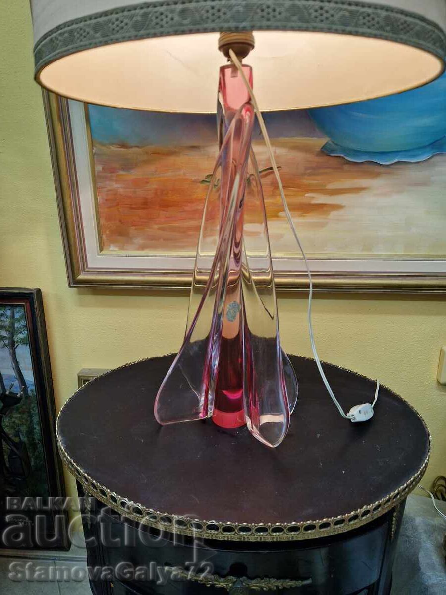 Lampă de masă din cristal belgian antic Val Sent Lambe - 5 Lampă de masă din cristal belgian antic Val Sent Lambe - 5