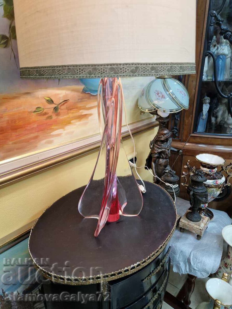 Lampă de masă din cristal belgian antic Val Sent Lambe - 6 Lampă de masă din cristal belgian antic Val Sent Lambe - 6