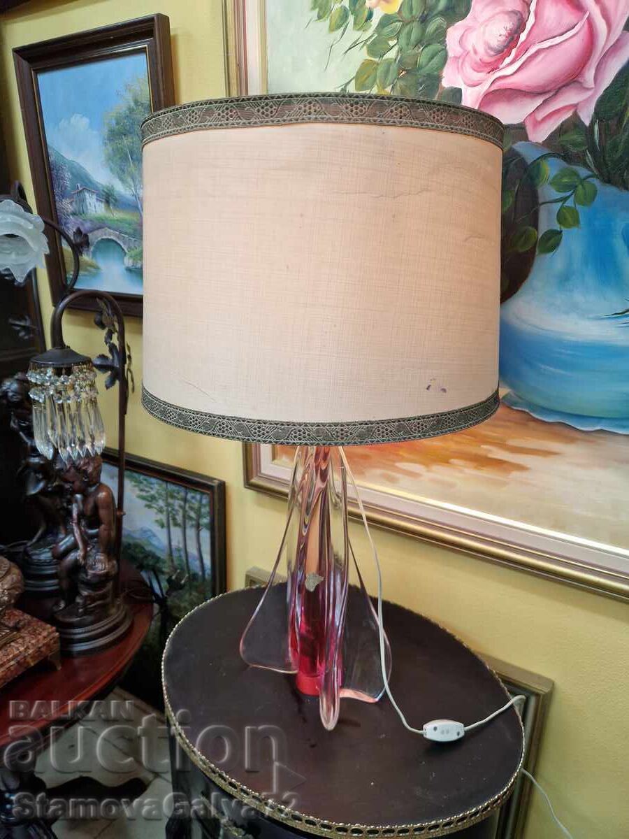 Lampă de masă din cristal belgian antic Val Sent Lambe Lampă de masă din cristal belgian antic Val Sent Lambe