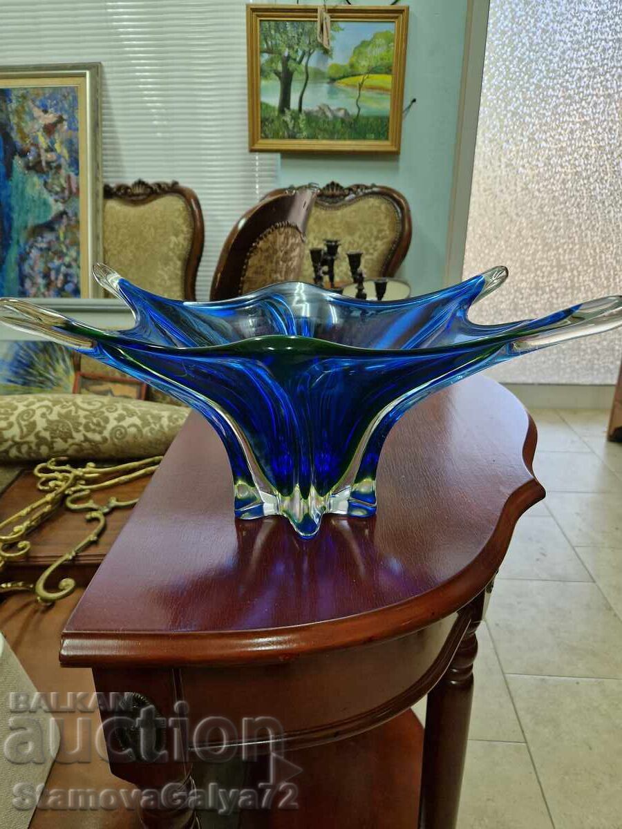 Licitație Superbă cupă fructieră antică din cristal Bohemia Licitație Superbă cupă fructieră antică din cristal Bohemia