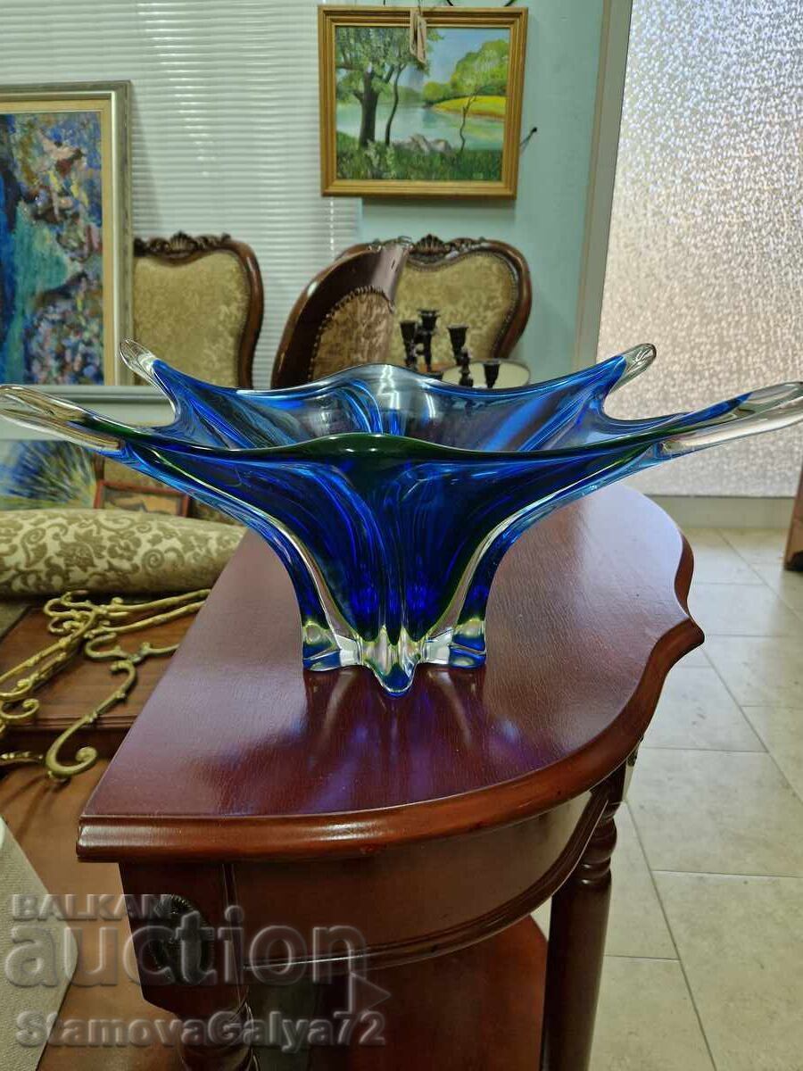 Licitație Superbă cupă fructieră antică din cristal Bohemia Licitație Superbă cupă fructieră antică din cristal Bohemia