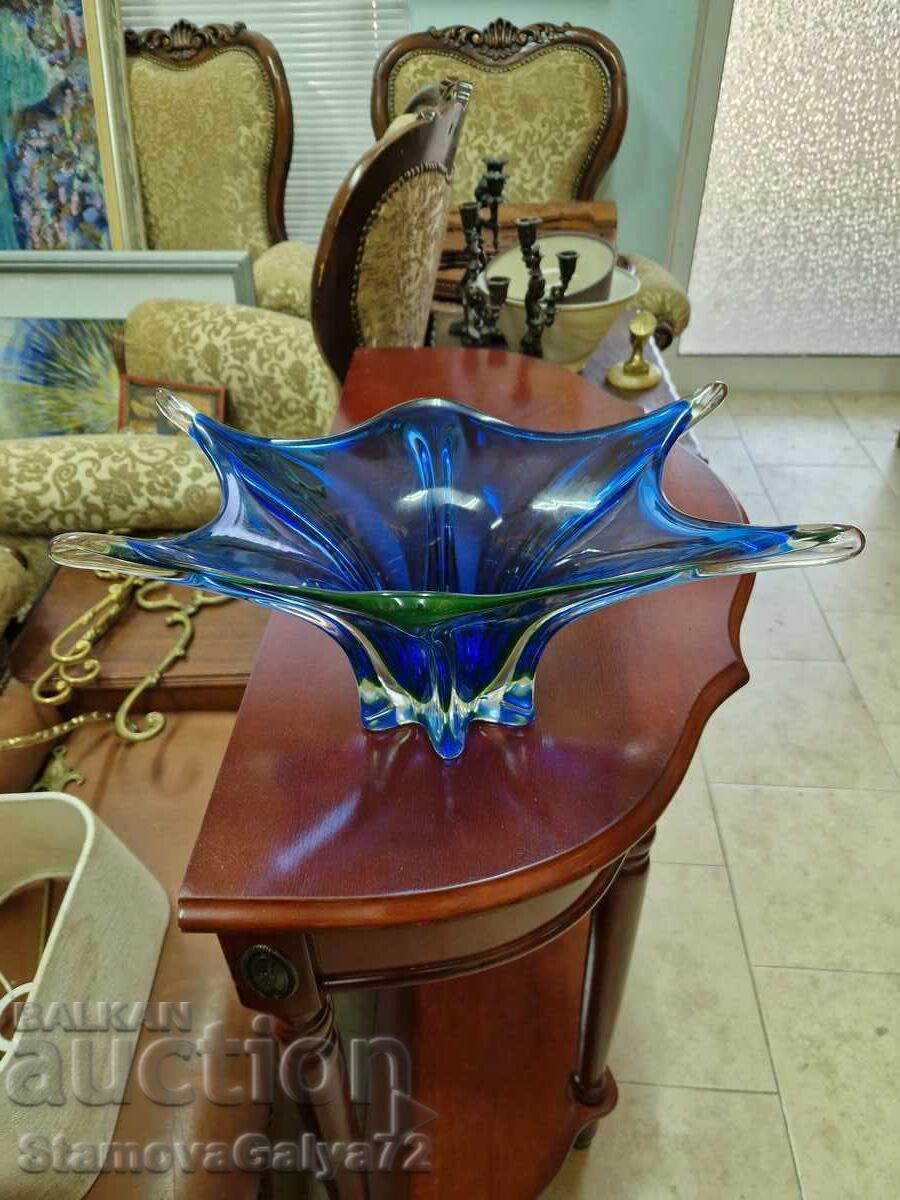 Superbă cupă fructieră antică din cristal Bohemia Superbă cupă fructieră antică din cristal Bohemia