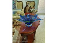 Superbă cupă fructieră antică din cristal Bohemia