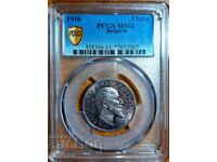 монета 2 лева 1910 г. PCGS  MS 61