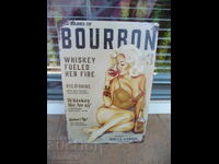 Placă metalică whisky Bourbon Single Barrel aprinde focul