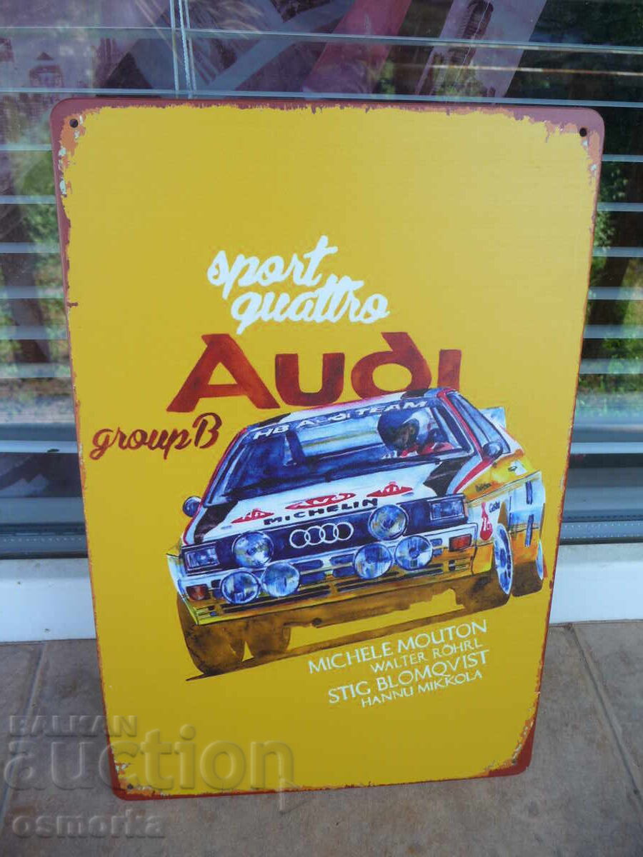 Μεταλλική πινακίδα αυτοκινήτου Audi sport quattro σπορ γρήγορη Audi kha