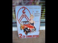 Plăcuță metalică auto Citroen 2CV retro mașină veche franceză