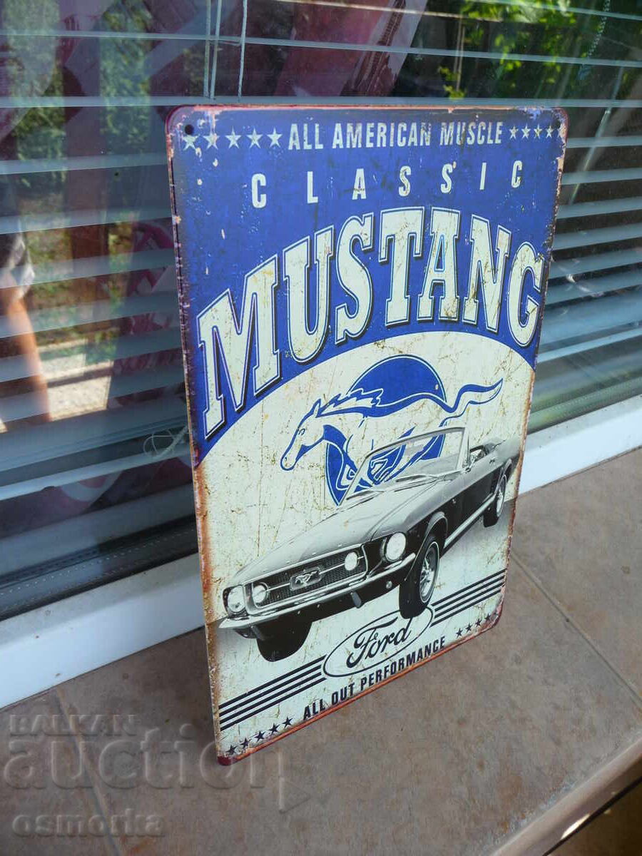 Metal sign car Ford Mustang Classic Ford Mustang convertible with price 18.00 BGN | € 9.20