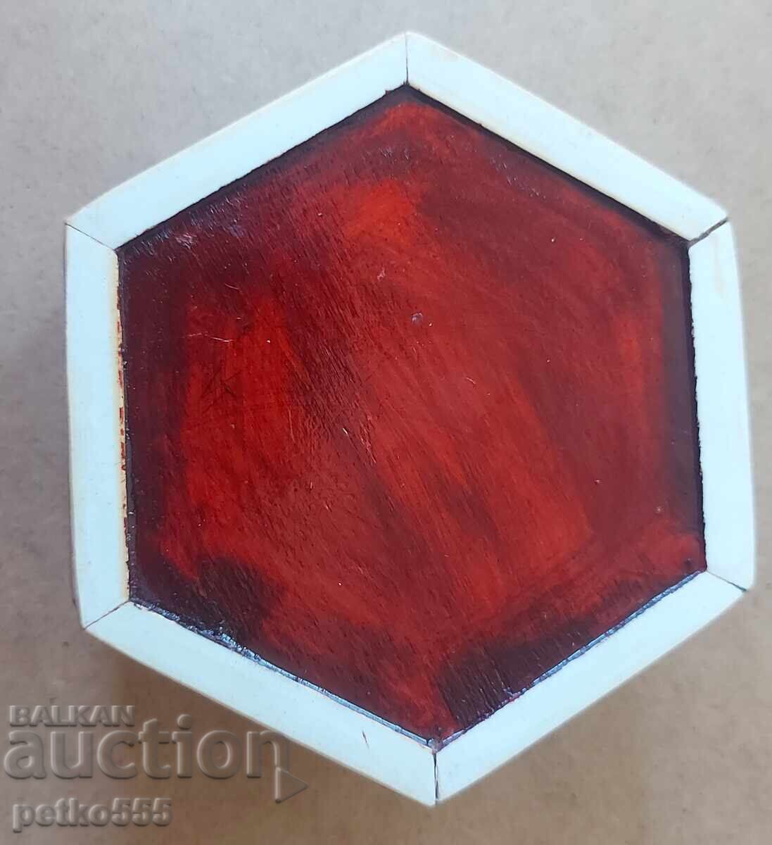 Cutie veche de lemn pentru bijuterii sidef Intarsie - 5