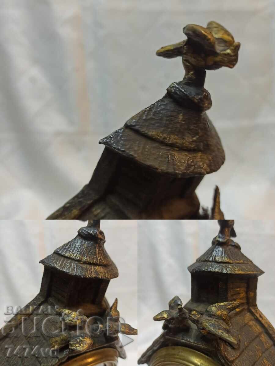 Old antique fireplace clock, porcelain dial 1879 - 5