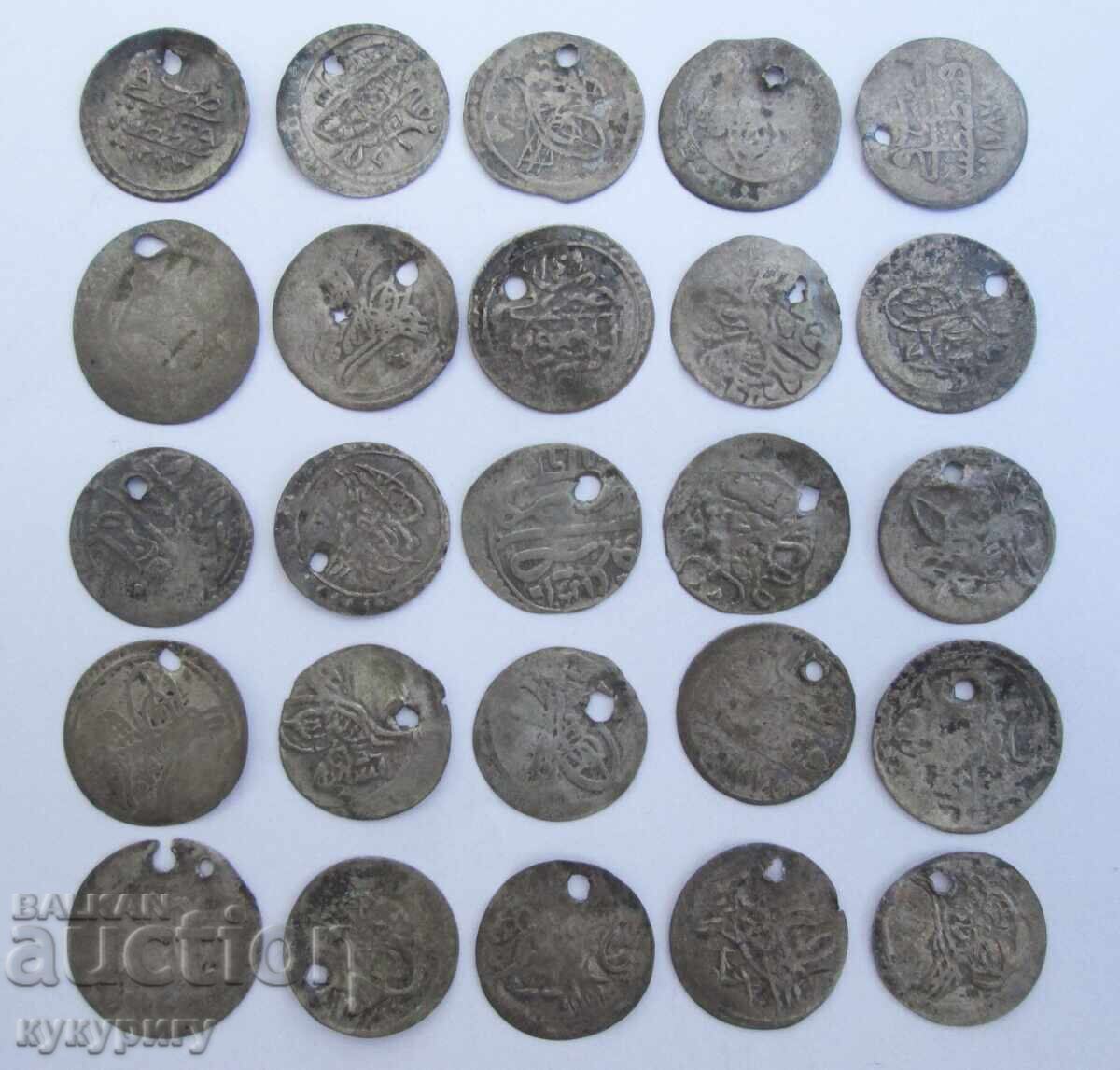 Delivery of 99 old Ottoman silver akche coins for jewelry for a folk costume Delivery of 99 old Ottoman silver akche coins for jewelry for a folk costume