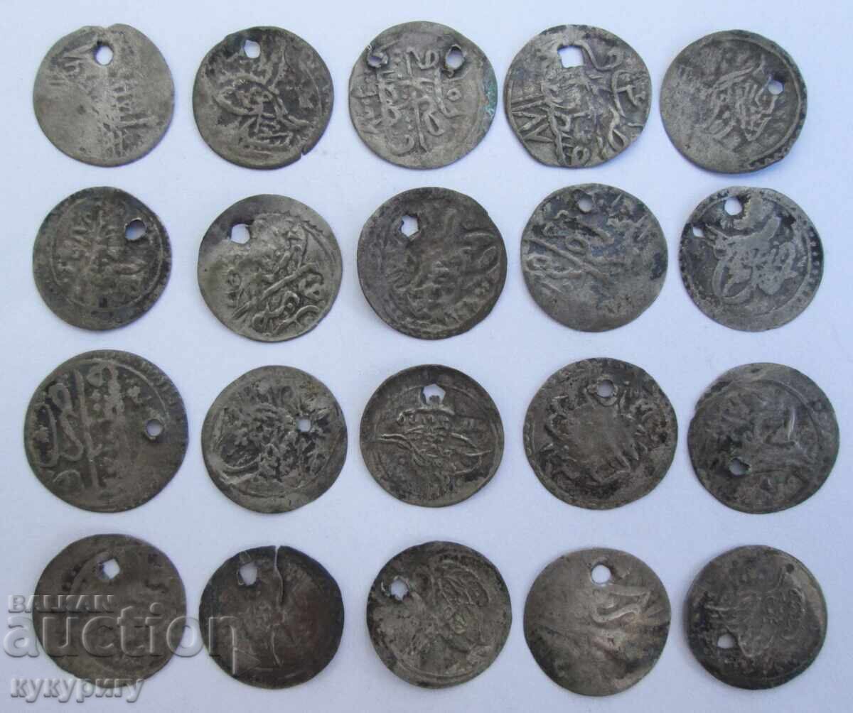 99 old Ottoman silver akche coins for jewelry for a folk costume - 5 99 old Ottoman silver akche coins for jewelry for a folk costume - 5