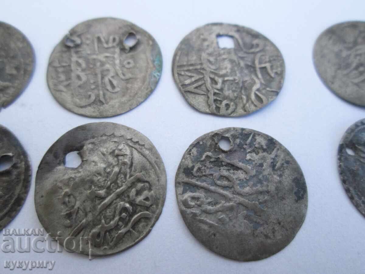 99 old Ottoman silver akche coins for jewelry for a folk costume - 6 99 old Ottoman silver akche coins for jewelry for a folk costume - 6