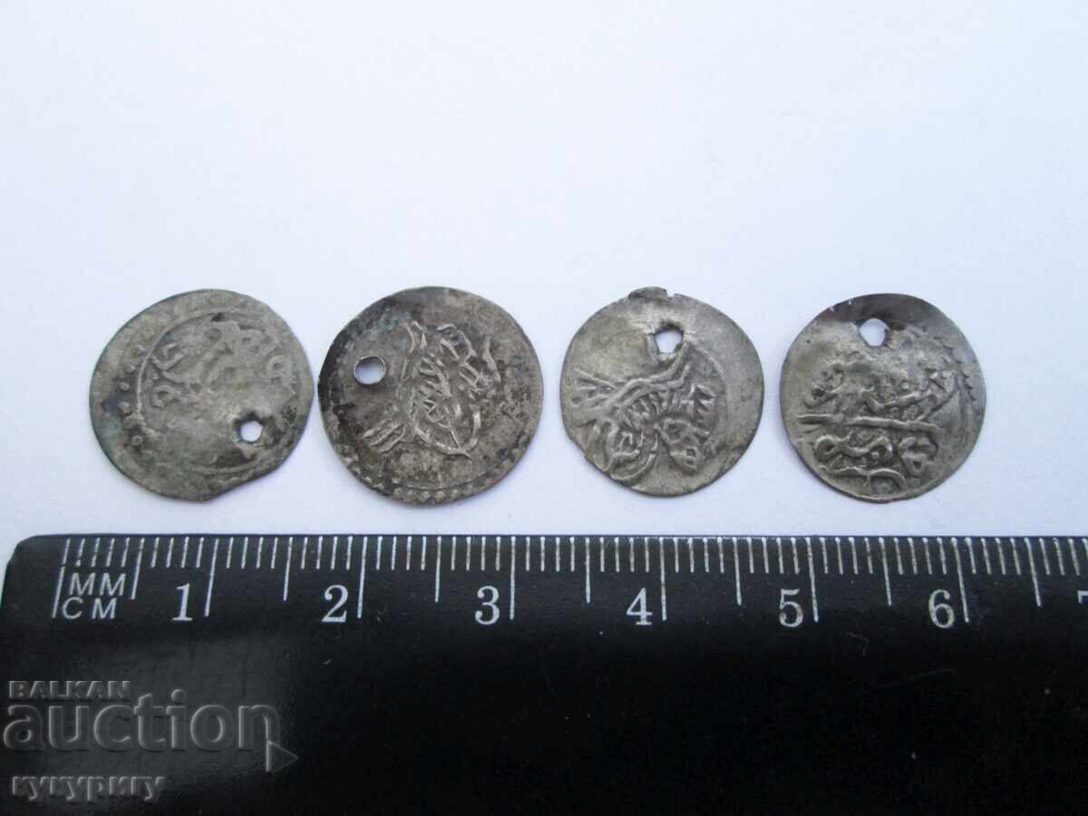 99 old Ottoman silver akche coins for jewelry for a folk costume - 7 99 old Ottoman silver akche coins for jewelry for a folk costume - 7