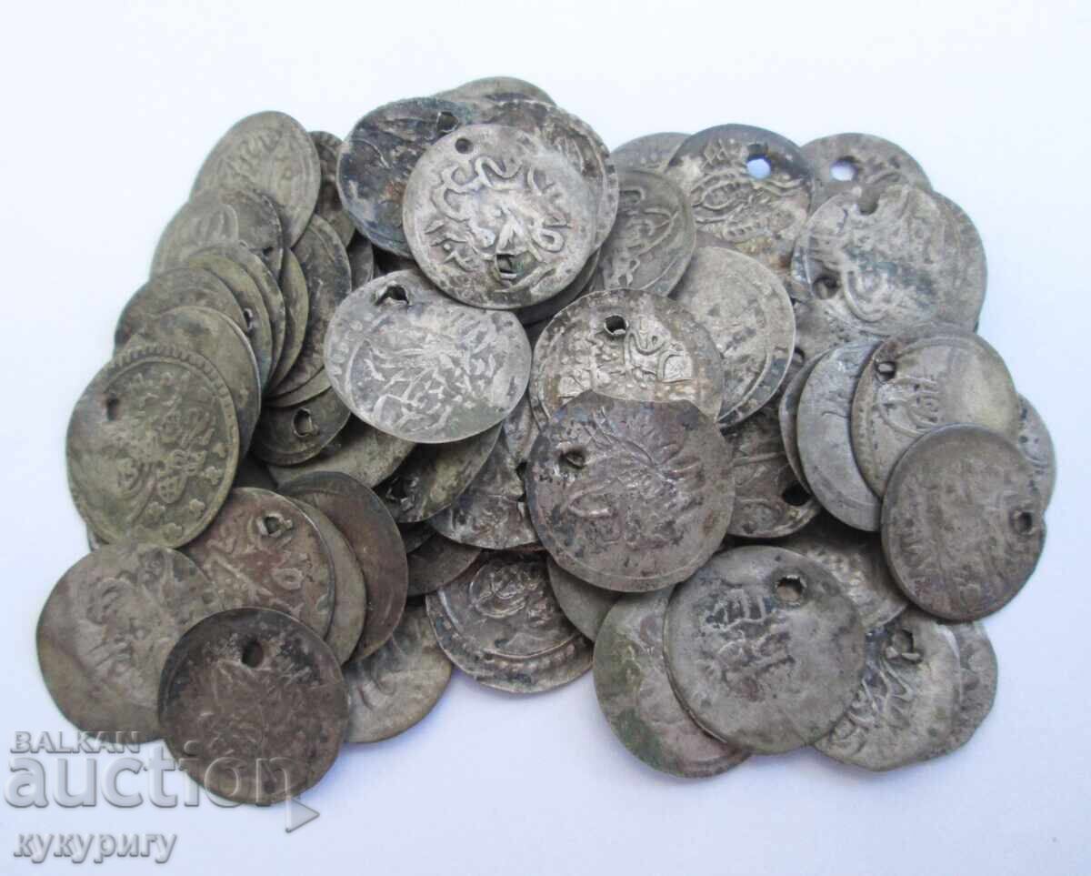 99 old Ottoman silver akche coins for jewelry for a folk costume 99 old Ottoman silver akche coins for jewelry for a folk costume