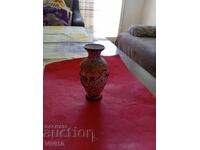 Vază veche email, bronz 10cm