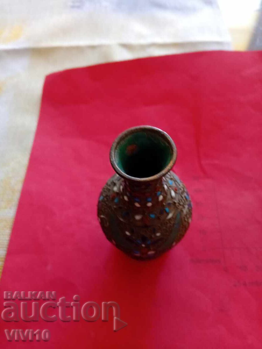 Δημοπρασία Αρχαίο βάζο σμάλτου, cloisonné 10cm Δημοπρασία Αρχαίο βάζο σμάλτου, cloisonné 10cm