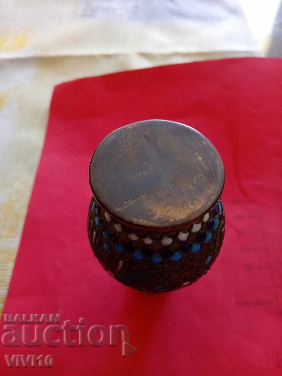 Παράδοση Αρχαίο βάζο σμάλτου, cloisonné 10cm Παράδοση Αρχαίο βάζο σμάλτου, cloisonné 10cm