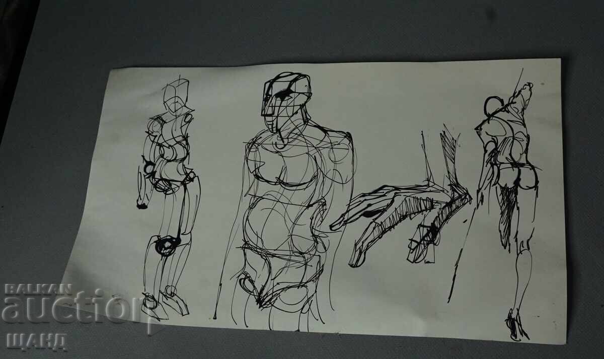 Desen vechi de maestru, tuș, figuri