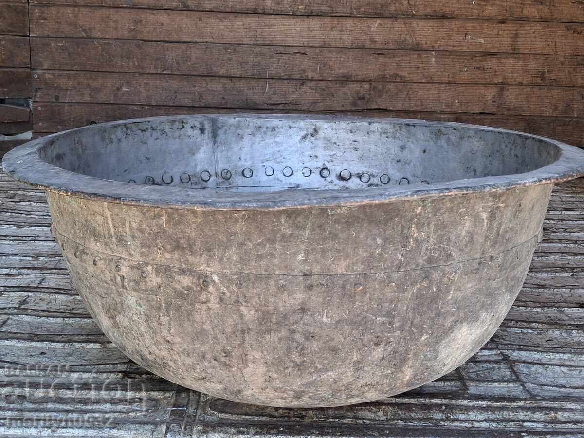 Παράδοση 200 ετών μπανιέρα 80/39 εκ. μεγάλο λεκανάκι χάλκινος λέβητας δοχείο