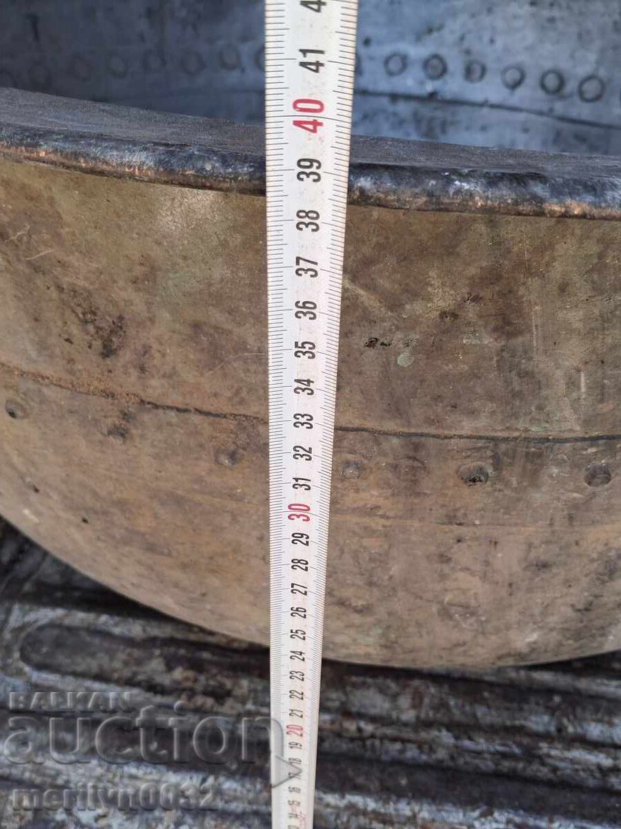 200 ετών μπανιέρα 80/39 εκ. μεγάλο λεκανάκι χάλκινος λέβητας δοχείο - 5