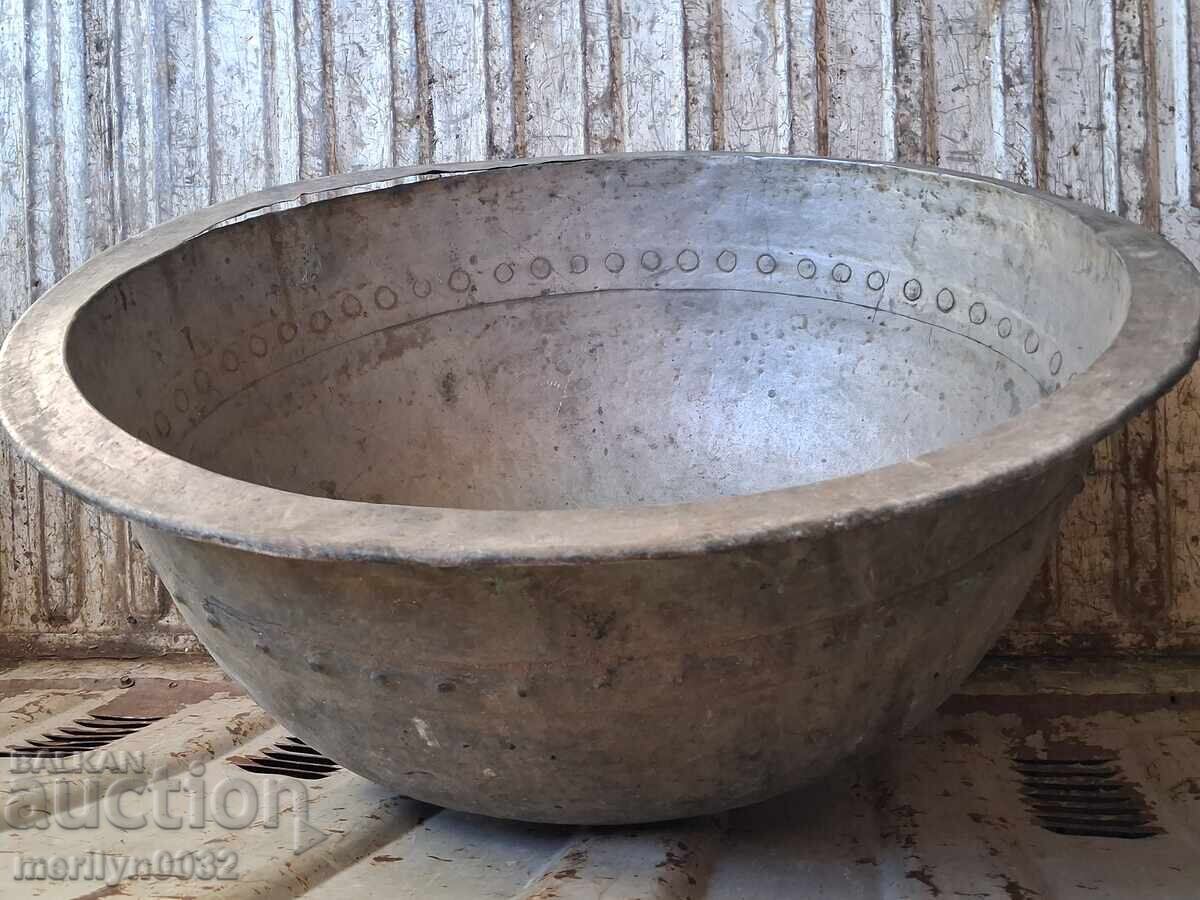 200 ετών μπανιέρα 80/39 εκ. μεγάλο λεκανάκι χάλκινος λέβητας δοχείο - 7