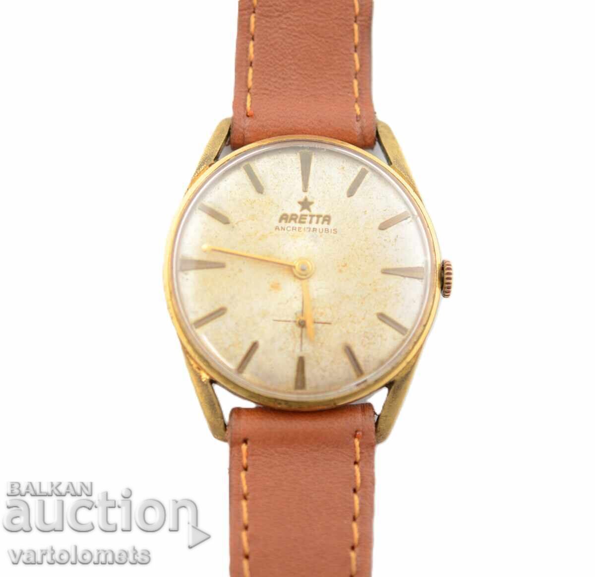 Мъжки часовник ARETA SWISS MADE с позлата 10 Мк -  работи