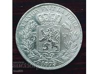 Belgium - Leopold II, 5 Francs 1873 XF-aUNC