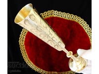 Бронзов бокал за вино 20 см.,200 мл.,гравиран.