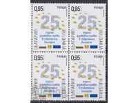 Clean stamp block of four 25 years of state service 2025 from Bulgaria