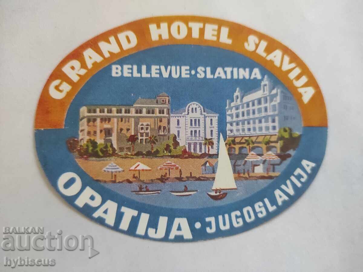 Ρετρό ετικέτα αποσκευών ξενοδοχείου Slavia, Γιουγκοσλαβία